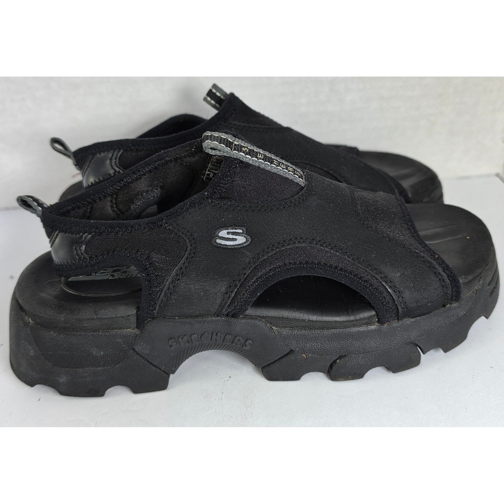 Vintage Skechers Y2K Gorpcore Chunky Platform Sandals 8 Leather Grunge Black